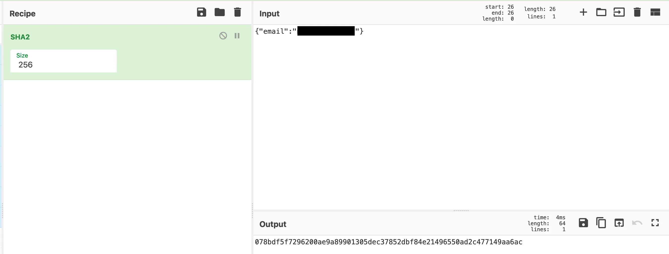 Image showing a hash of the body using CyberChef