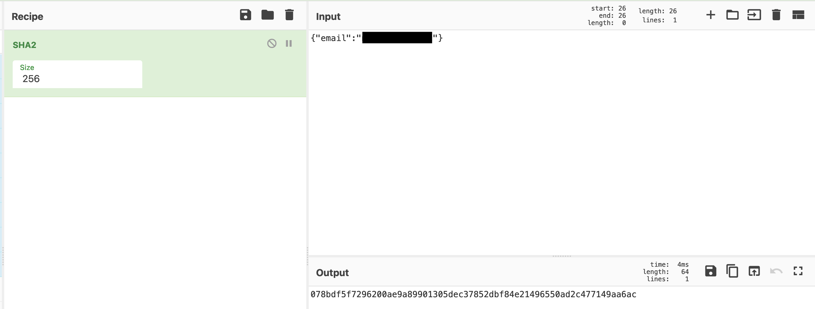 Image showing a hash of the body using CyberChef